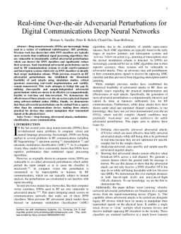 Real-time Over-the-air Adversarial Perturbations for Digital
  Communications using Deep Neural Networks