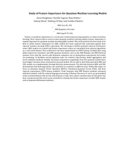 Study of Feature Importance for Quantum Machine Learning Models