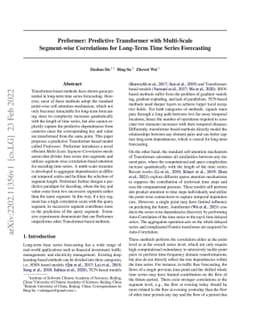Preformer: Predictive Transformer with Multi-Scale Segment-wise
  Correlations for Long-Term Time Series Forecasting