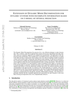 Extension of Dynamic Mode Decomposition for dynamic systems with
  incomplete information based on t-model of optimal prediction