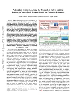 Networked Online Learning for Control of Safety-Critical
  Resource-Constrained Systems based on Gaussian Processes