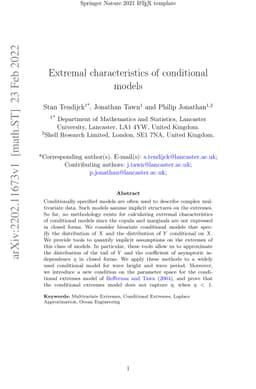 Extremal Characteristics of Conditional Models