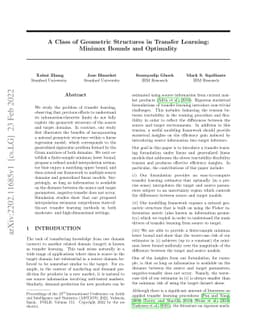 A Class of Geometric Structures in Transfer Learning: Minimax Bounds and
  Optimality
