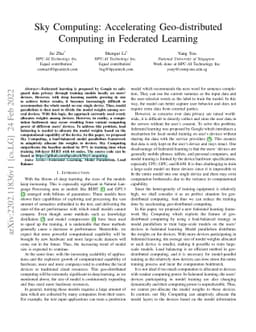Sky Computing: Accelerating Geo-distributed Computing in Federated
  Learning