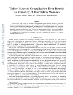 Tighter Expected Generalization Error Bounds via Convexity of
  Information Measures
