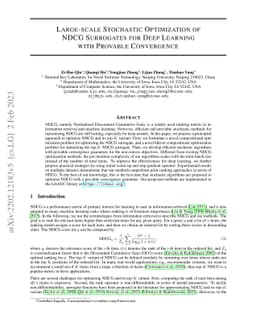 Large-scale Stochastic Optimization of NDCG Surrogates for Deep Learning
  with Provable Convergence
