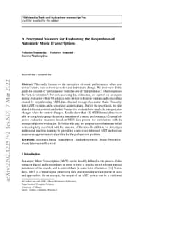 A Perceptual Measure for Evaluating the Resynthesis of Automatic Music
  Transcriptions