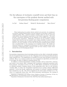 On the influence of stochastic roundoff errors and their bias on the
  convergence of the gradient descent method with low-precision floating-point
  computation