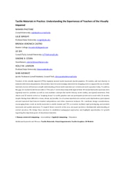 Tactile Materials in Practice: Understanding the Experiences of Teachers
  of the Visually Impaired