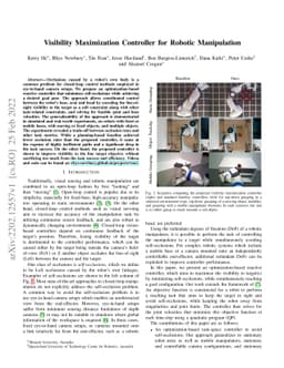 Visibility Maximization Controller for Robotic Manipulation