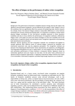 The effect of fatigue on the performance of online writer recognition