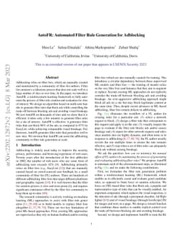 AutoFR: Automated Filter Rule Generation for Adblocking