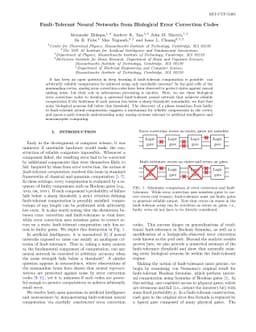 Fault-Tolerant Neural Networks from Biological Error Correction Codes