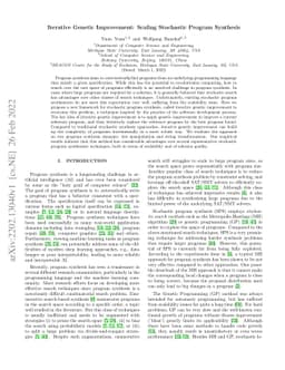 Iterative Genetic Improvement: Scaling Stochastic Program Synthesis