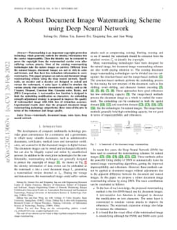 A Robust Document Image Watermarking Scheme using Deep Neural Network