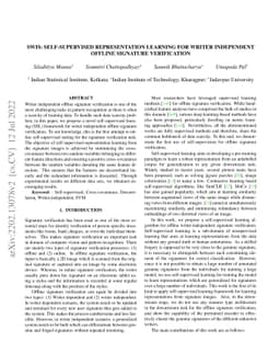 SWIS: Self-Supervised Representation Learning For Writer Independent
  Offline Signature Verification