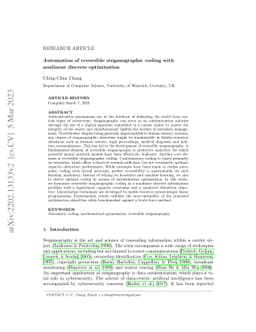 Automation of reversible steganographic coding with nonlinear discrete
  optimisation