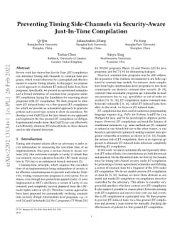 Preventing Timing Side-Channels via Security-Aware Just-In-Time
  Compilation