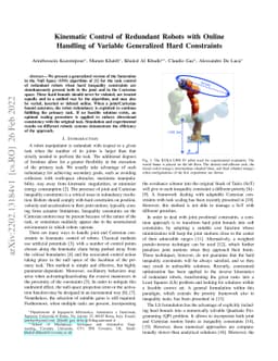 Kinematic Control of Redundant Robots with Online Handling of Variable
  Generalized Hard Constraints