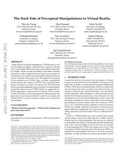 The Dark Side of Perceptual Manipulations in Virtual Reality