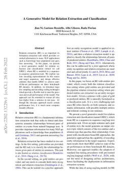 A Generative Model for Relation Extraction and Classification