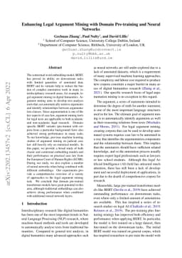 Enhancing Legal Argument Mining with Domain Pre-training and Neural
  Networks
