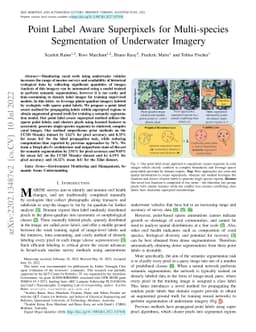 Point Label Aware Superpixels for Multi-species Segmentation of
  Underwater Imagery