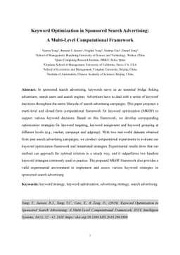 Keyword Optimization in Sponsored Search Advertising: A Multi-Level
  Computational Framework