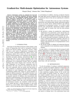 Gradient-free Multi-domain Optimization for Autonomous Systems