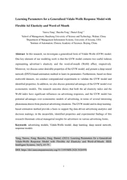 Learning Parameters for a Generalized Vidale-Wolfe Response Model with
  Flexible Ad Elasticity and Word-of-Mouth