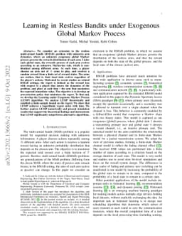 Restless Multi-Armed Bandits under Exogenous Global Markov Process