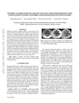 Severity classification in cases of Collagen VI-related myopathy with
  Convolutional Neural Networks and handcrafted texture features