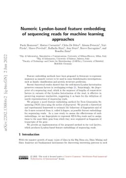 Numeric Lyndon-based feature embedding of sequencing reads for machine
  learning approaches
