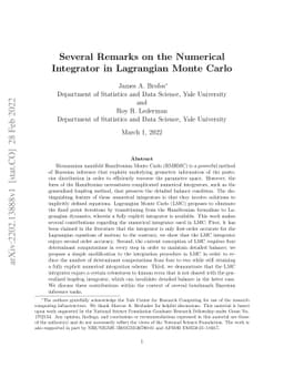 Several Remarks on the Numerical Integrator in Lagrangian Monte Carlo