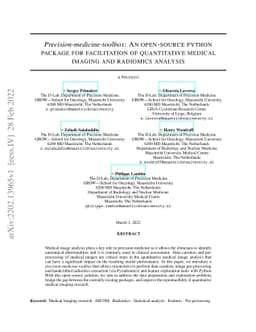 Precision-medicine-toolbox: An open-source python package for
  facilitation of quantitative medical imaging and radiomics analysis