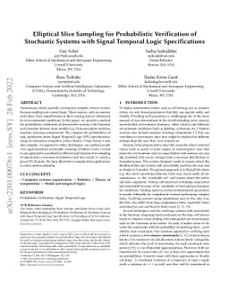 Elliptical Slice Sampling for Probabilistic Verification of Stochastic
  Systems with Signal Temporal Logic Specifications