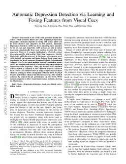 Automatic Depression Detection via Learning and Fusing Features from
  Visual Cues