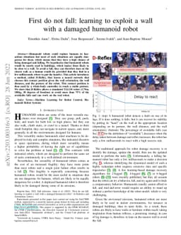 First do not fall: learning to exploit a wall with a damaged humanoid
  robot