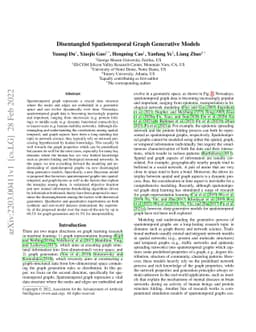 Disentangled Spatiotemporal Graph Generative Models