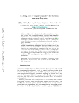 Making use of supercomputers in financial machine learning