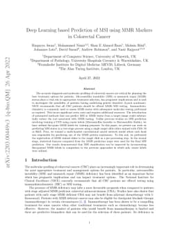 Deep Learning based Prediction of MSI using MMR Markers in Colorectal
  Cancer