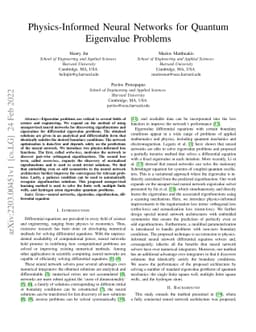 Physics-Informed Neural Networks for Quantum Eigenvalue Problems