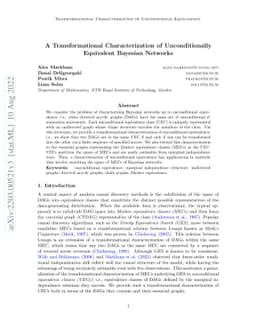 A Transformational Characterization of Unconditionally Equivalent
  Bayesian Networks