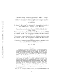 Towards deep learning-powered IVF: A large public benchmark for
  morphokinetic parameter prediction