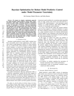 Bayesian Optimisation for Robust Model Predictive Control under Model
  Parameter Uncertainty