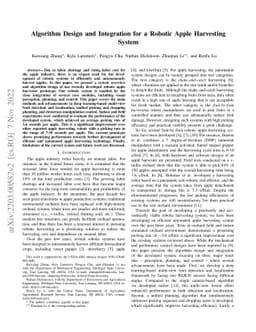 Algorithm Design and Integration for a Robotic Apple Harvesting System