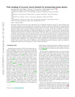Path sampling of recurrent neural networks by incorporating known
  physics