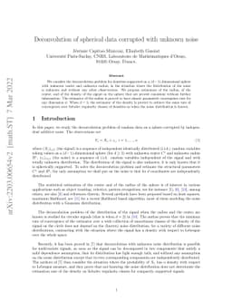 Deconvolution of spherical data corrupted with unknown noise