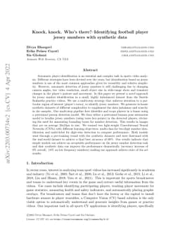 Knock, knock. Who's there? -- Identifying football player jersey numbers
  with synthetic data