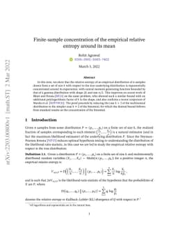 Finite-sample concentration of the empirical relative entropy around its
  mean